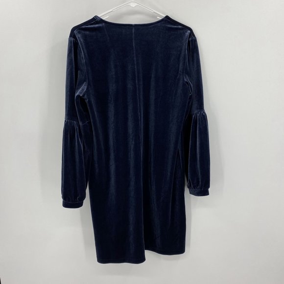 Madewell Blue Velvet Balloon-Sleeve Dress Small - Picture 4 of 9